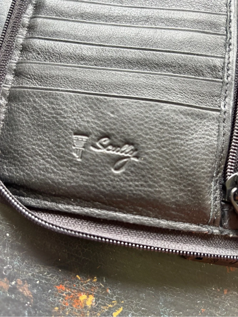 genuine leather scully wristlet wallet